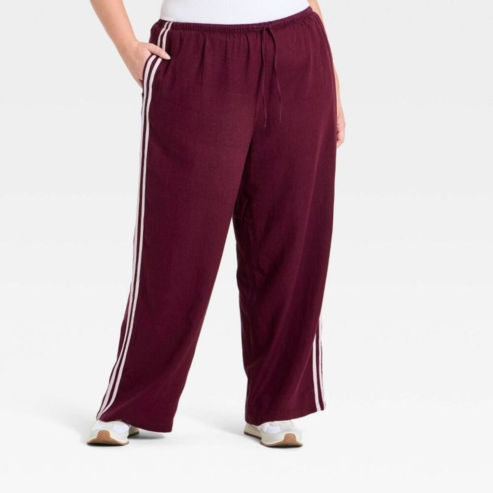 Women's Sporty Linen Pull On Pant - Universal Thread Burgundy 1X